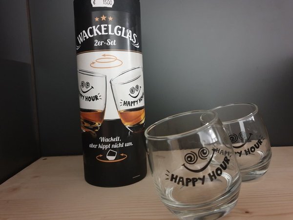 Wackelglas-Whiskey 2er Set Happy Hour
