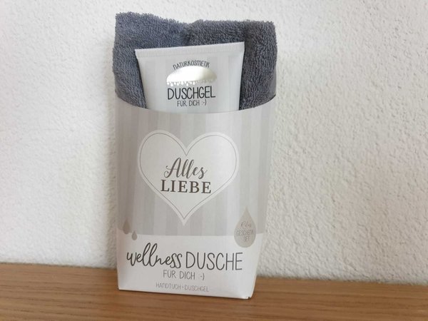 Duschgel Alles Liebe 200ml mit Handtuch Baumwolle Naturkosmetik